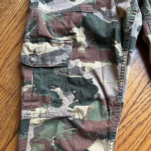 Anthropologie Pants Womens Camo Linen Blend Cargo Pocket Green Khaki Size 27100 - Picture 2 of 10